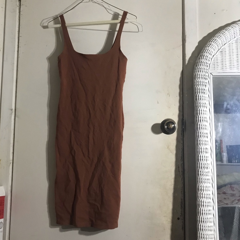 Brown body con dress